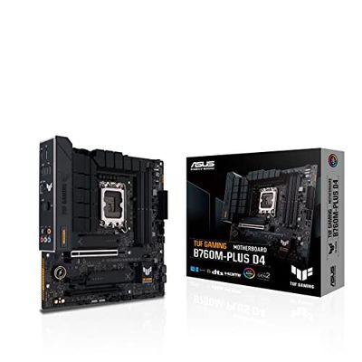ASUS TUF GAMING B760M-PLUS D4 Scheda madre Intel® B760 (LGA 1700) mATX, PCIe 5.0,2 slot M.2, DDR4, HDMI®, DisplayPort, USB 3.2 Gen 2x2 Type-C® e Gen 1, Thunderbolt™ (USB4®), Aura Sync