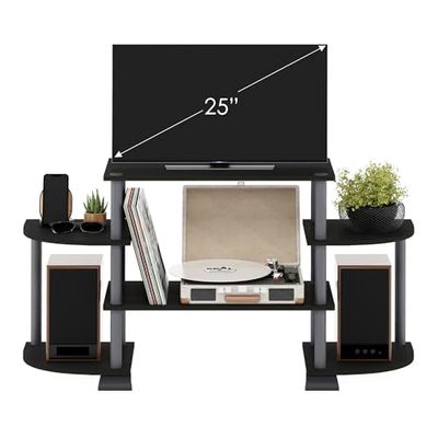 Furinno Gereedschaploze tv-standaards, hout, zwart/grijs, one size