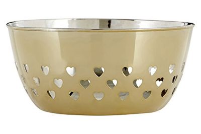 Premier Housewares 507455 Bowl with Hearts Design, Gold, 20 x 20 x 9 cm