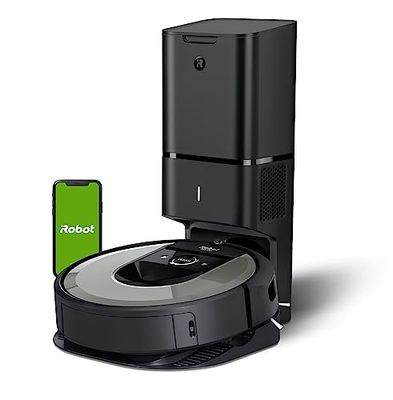 iRobot Roomba i7 met zelflegen basis, robotstofzuiger wifi, automatische lediging, geschikt voor mensen met huisdieren, slaat de planimetrie van het huis op, programmeerbaar, zilver