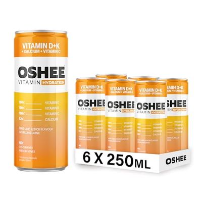 Oshee Vitamin Energy Formula 250ml Vitamin D+K (Pack of 6) - Vitamin C, K, D - Calcium - Multipack