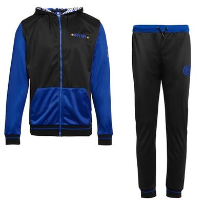 Inter - Survêtement homme garçon, sweat à capuche + pantalon, sweat à fermeture éclair, bouclier produit officiel