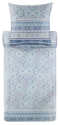 Bassetti Hanbury sängkläder + 1 örngott av 100% bomullssatin i färgen azurblå C1, mått: 135 x 200 + 1 K 80 x 80 cm – 9329905