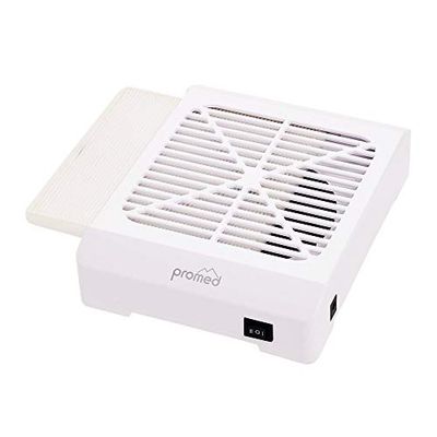 Promed Aspiratore Unghie Professionale - Aspiratore per unghie Portatile da Salone o Casa - Estrattore di Polvere - Filtri Sostituibili - Aspiratore Manicure Acrilico o Gel 18/22W, 20x22cm Bianco