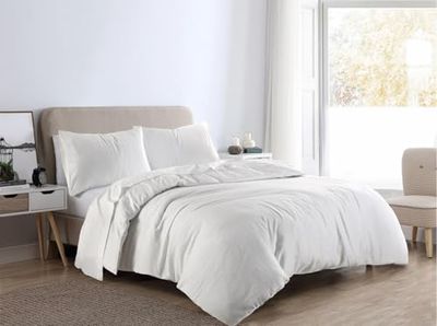 Kampala Hill Plain Dye Flannelette Bedding Brushed Cotton Duvet Cover Set White Super King