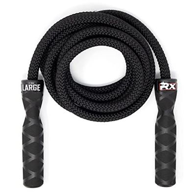 Rx Smart Gear Corda per saltare con manici ergonomici antiscivolo, corda ponderata in polipropilene per fitness ed esercizi, allenamento cardio, corda per saltare veloce per uomini e donne WOD (nero