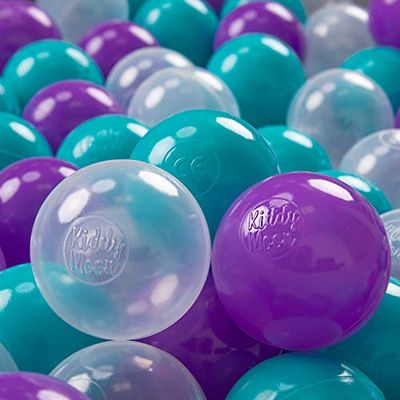 KiddyMoon 700 ∅ 7Cm Bolas Colores De Plástico para Piscina para Niños, Turquesa/Violeta/Transparente