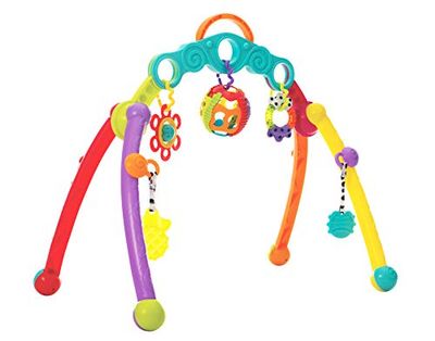 Playgro Ihopfällbar lekbåge med avtagbar leksak, lämplig för nyfödda, Junyju Fold and Go Activity Playgym, färgglad, 40173