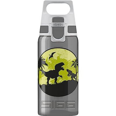 Sigg - Gourde Enfant - Viva One Dino - Convient Aux Boissons Gazeuses - Étanche - Lavable Au Lave-Vaisselle - Sans BPA - Pour École & Sport - Gris Motif Dinosaure - 0,5L