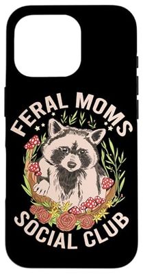 Feral Moms Social Club Funny Raccoon Mom Life Carcasa para iPhone 16 Pro