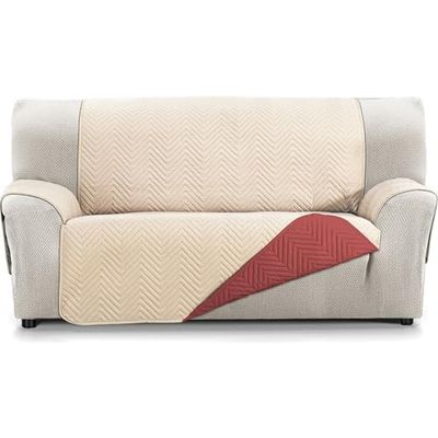 ECOMMERC3 | Copridivano reversibile per divano a 2 posti XL - Copridivano extra morbido e massimo accoppiamento, colore: Beige/Rosso