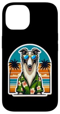 Borzoi Dueño de perro Summer Vibes Vacaciones Vacaciones Vintage Beach Carcasa para iPhone 14