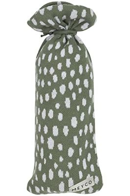 Meyco Baby Cheetah 100% Cotton Hot Water Bottle Cover (Fine Knitted, Soft Material, Easy to Open and Close with Drawstring, Forest Green, Size: 13cm x 35cm)