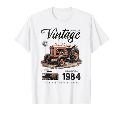 Birthday Farmer Vintage Tractor Born nel 1984 Maglietta