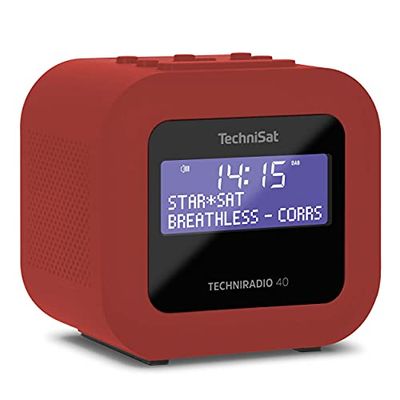 TechniSat TECHNIRADIO 40 - Réveil Radio Dab+ (Dab, FM, réveil avec Deux Temps de réveil réglables, minuteur, Fonction Snooze, écran LCD réglable, Fonction de Recharge USB) Rouge