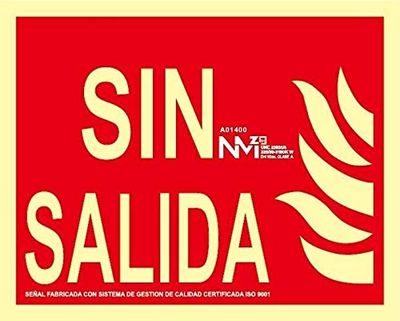 NM RD01100 – Segnale Luminiscente senza uscita classe B PVC 0,7 mm 30 x 15 cm con CTE, RIPCI e adatto per la nuova legge