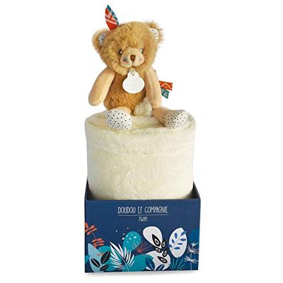 Doudou et Compagnie - Couverture Bébé - Plaid Avec Doudou Ours - Marron - 100 x 70 cm - Tiwipi - DC3646