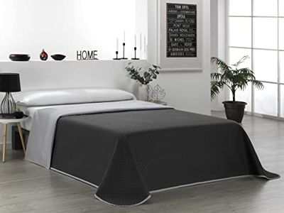 Martina Home Copriletto trapuntato reversibile, 100% poliestere, grigio, nero, letto da 105