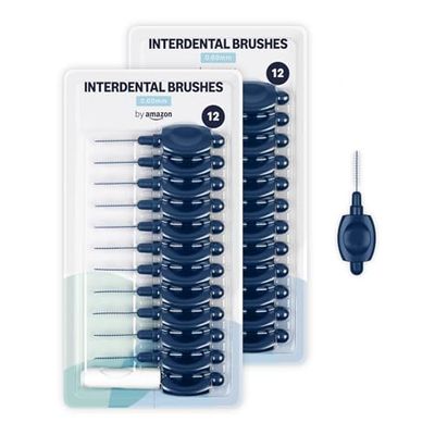 By Amazon Cepillo interdental de 0,60 mm, 24 unidades, 2 paquetes de 12 unidades, color azul oscuro