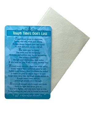 Druk jezelf uit Plastic Keepsake Card Tough Times Don't Last Theme - Inclusief envelop - Lege sjabloon op de achterkant om te schrijven van wie naar wie het is