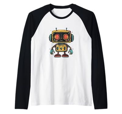 Carino piccolo Robot, Vintage Kids Robot Maglia con Maniche Raglan