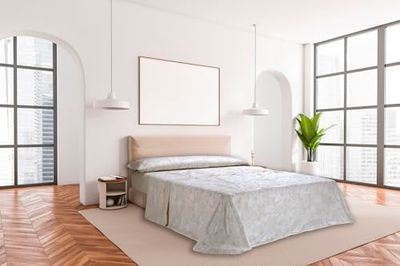 MANTAS MORA Parure de lit, Mélange de Coton, Beige, Cama de 200cm + 2 Fundas de Almohada 45x110 cms