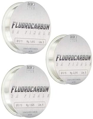 Akiro 100% fluorocarbon, vislijn unisex - volwassenen, transparant, 0,17-0,19-0,2 mm