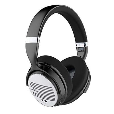 Smpl Actieve hoofdtelefoon met ruisonderdrukking - Bluetooth ANC over-ear hoofdtelefoon met microfoon voor bellen en diepe bas voor totale audiohelderheid, 16H speeltijd - zilver