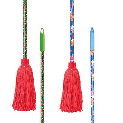 Juypal Mocio Spagnolo in 100% Microfibra Metallizzata, Coccinella con Fiori, Polipropilene, Verde/Blu, Taglia Unica, 18 unità