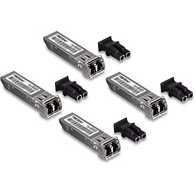 TRENDnet Modulo LC multimodale SFP, confezione da 4, TEG-MGBSX/4, trasmissione fino a 550 m (1804 Ft), Mini-GBIC, Hot Pluggable, IEEE 802.3z Gigabit Ethernet, supporta fino a 1,25 Gbps