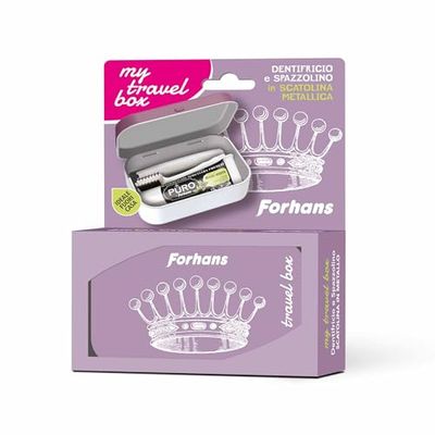 Forhans, Kit da viaggio, My Travel Box Corona Rosa, Kit Con Spazzolino Componibile E Dentifricio Al Carbone Attivo, Contenitori Da Viaggio Per Liquidi, Mini Size da Viaggio
