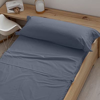 Belum Beddengoedset, Denim, Blauw, 100% gekamd katoen, draaddichtheid 175 voor 90 bedden, lakens: 160 x 270 cm, hoeslaken: 90 x 200 cm + 25 cm balg