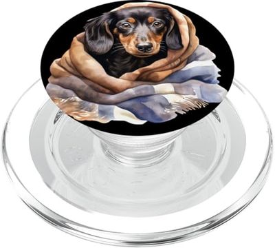 Cucciolo di bassotto in miniatura in coperta PopSockets PopGrip per MagSafe