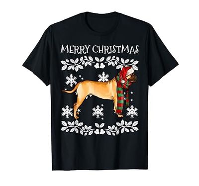 Merry Christmas Ornament Bullmastiff Xmas Santa T-Shirt