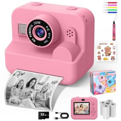 CONMRO Cámara fotográfica para niños instantánea – 1080P 2,4 Pulgadas Selfie cámara Infantil con Papel de impresión y Tarjeta de 32 GB, Juguete niño y niña de 3 – 12 años