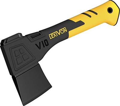 LEXIVON Siekiera do siekania 25 cm, kempingowa siekiera do siekania gałęzi, małych drewnianych kłód, podpałek i ogrodnictwa, ergonomiczny uchwyt TPR, lekki uchwyt kompozytowy z włókna szklanego,