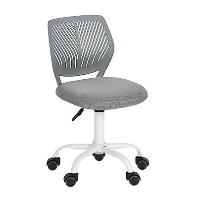 FurnitureR Silla de Escritorio Colorida, Moderno diseño Ajustable, Silla para Ordenador, Silla giratoria sin reposabrazos, para habitación de los niños, Silla de Trabajo en casa, Oficina, Gris