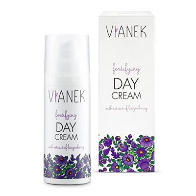 VIANEK stärkande dagkräm. Ansiktskräm för känslig och rodnad hud. Vegan naturkosmetik för ansikte och hals. Storlek 50 ml.