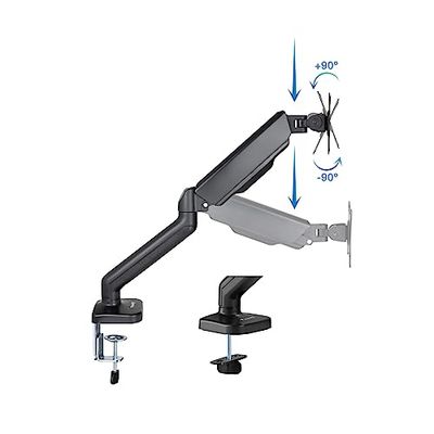 Zwenkbare en kantelbare monitor bureausteun met één arm, geschikt voor schermen van 43,2 tot 81,3 cm (17 tot 32 inch), zwart.