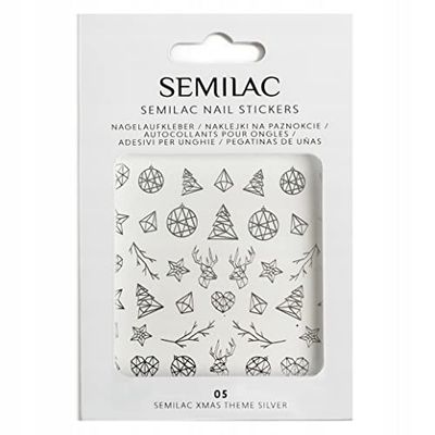Semilac 05 Collant à ongles argenté sur le thème de Noël