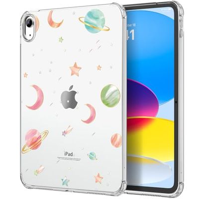 MoKo Clear Case for iPad(A16) 11th Generation 2025 11-inch/10th Generation 2022 10.9 inch, Lightweight Soft TPU, Anti-Scratch Ultra Clear Tablet Cover, Shockproof Impact Resistant, Pink Planet