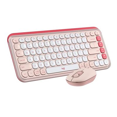 Logitech Pop Icon Combo, combinación de Teclado y ratón Bluetooth, Escritura cómoda, Teclas y Botones programables, clics discretos, Easy-Switch hasta 3 Dispositivos - Rosado - QWERTY