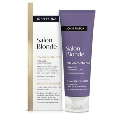 John Frieda Salon Blonde - Champagne - Finition des couleurs - Maintient le blond beige neutre jusqu'à la prochaine visite du coiffeur - Contenu : 120 ml - Formule sans ammoniaque ni peroxyde