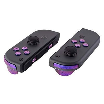eXtremeRate Boutons de Remplacement Complet pour nintendo Switch Joycon et nintendo Switch OLED, Bouton ABXY Direction Home Plus Moins L R ZL ZR SR SL Trigger pour Joycon Manette,Caméléon Violet Bleu