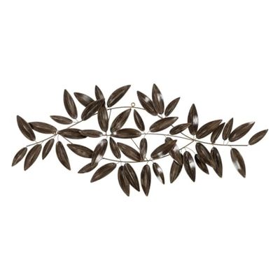 BigBuy Home Decorazione da Parete Marrone Dorato Ferro Foglie 120,7 x 7 x 52,1 cm