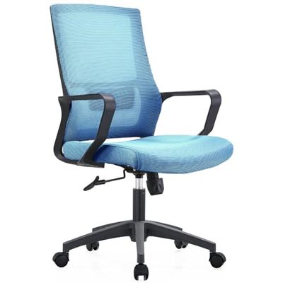 Shally Dogan Ergonomiczne, obrotowe krzesło biurowe ze podparciem lędźwiowym, fotel biurkowy, pokój dziecięcy, odchylany o regulowanej wysokości, solidna czarna podstawa, przeciwpotne oparcie