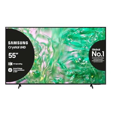 Samsung Smart TV 55" UE55DU8070UXZT, Crystal UHD 4K, 4K Upscaling, Airslim Design, DVBT-2, Q-Symphony & Adaptive Sound, Integrato con Bixby, comp con Alexa e Google Assistant, Black 2024