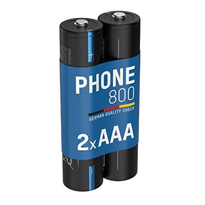 ANSMANN HR03 Phone 800 mAh oplaadbare batterijen (verpakking van 2 stuks) — DECT-batterijen voor draadloze telefoon of babyfoon — snel opladen en bijna zelfontladende batterijen