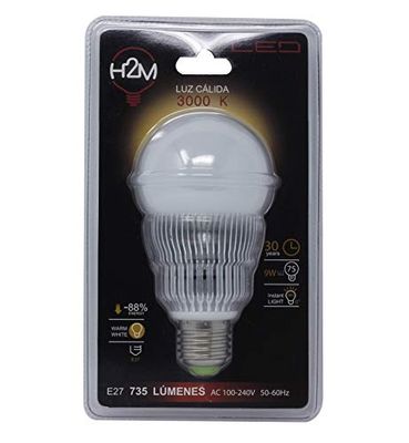 H2M H2M005-1 Lampada LED Globo E27 9W, 3000K