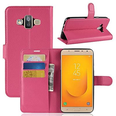 Carcasa de telefono for Galaxy J7 Duo Litchi Texture Horizontal Flip Funda de Cuero con Soporte y Ranuras for Tarjetas y Billetera (Negro) (Color : Magenta)